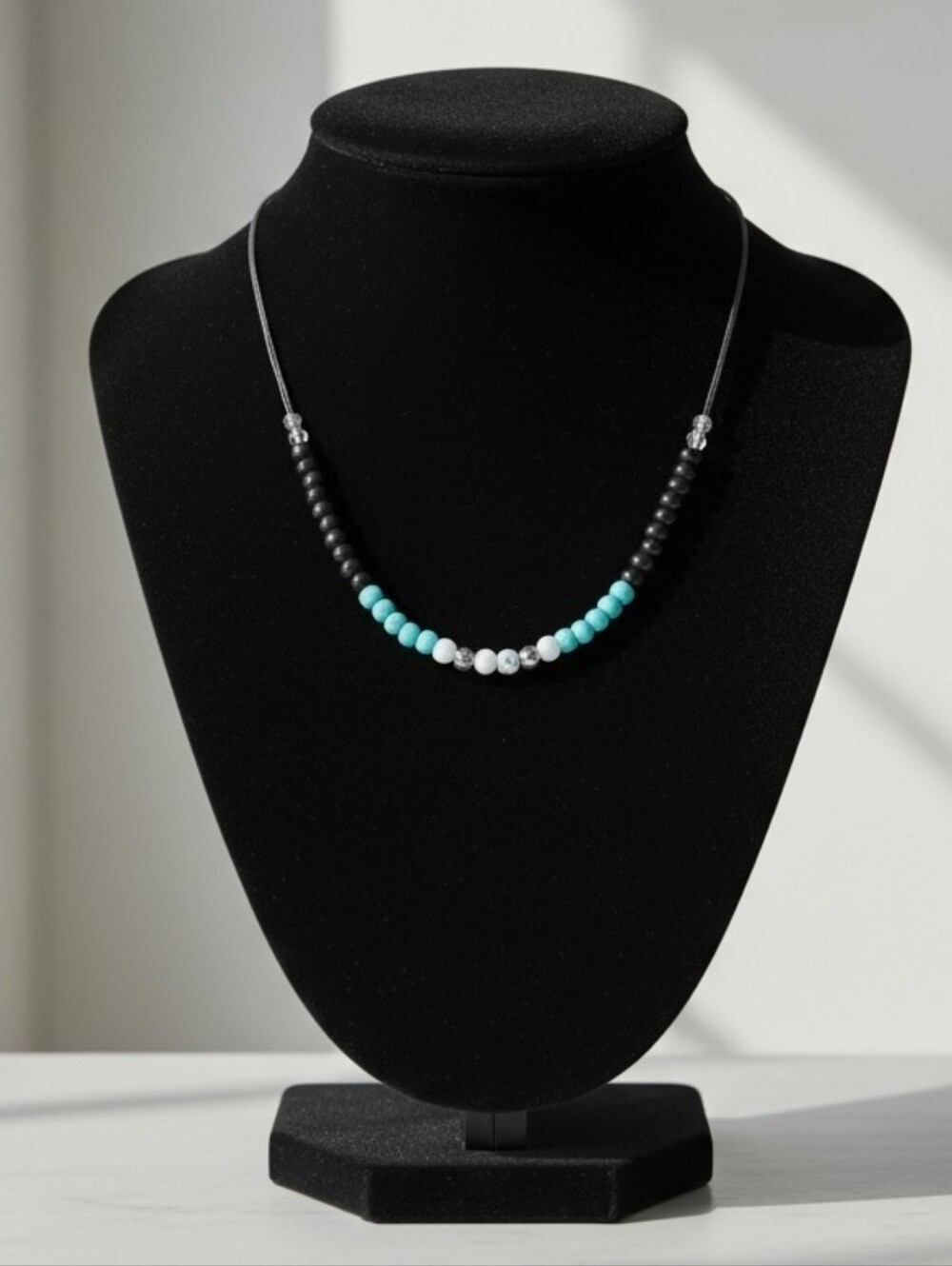 NWT Black and Blue Beaded Necklace